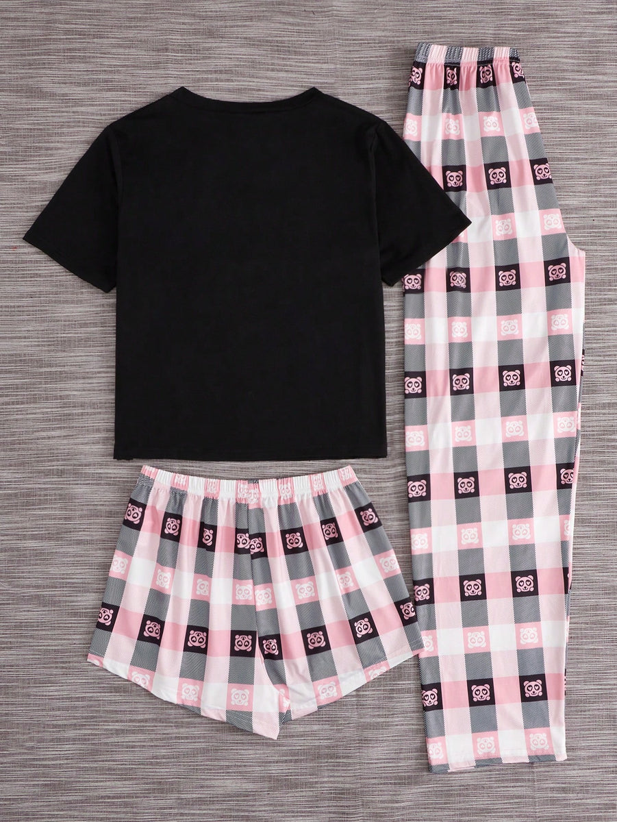 Conjunto de pijama Camiseta con estampado de dibujos animados Shorts
